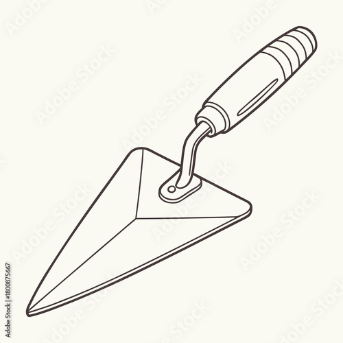 Illustration of a triangular trowel isolated on, perfect for masonry and construction projects, ensuring smooth and precise application of mortar