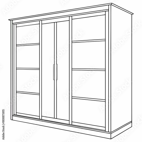 Illustration of a wardrobe with sliding doors, providing a modern and spacesaving storage solution, isolated on perfect for bedroom or living room designs