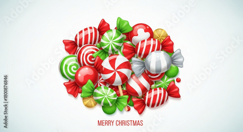 Merry christmas candies isolated on, a delightful assortment of sweets to celebrate the holiday season with a colorful and festive treat