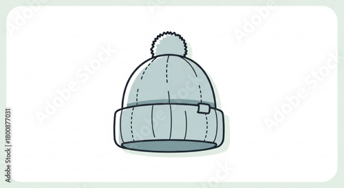 Illustration of a gray winter hat with a pompom isolated on, perfect for cold weather fashion and seasonal designs
