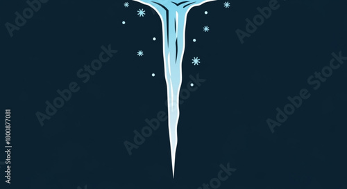 Illustration of a single icicle on a dark background, perfect for winterthemed designs, holiday cards, or seasonal decorations
