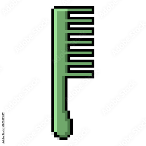 Pixel Comb Vector Ideal for gaming, beauty salons, barbershops, hair care products, and personal grooming concepts using a retro 8-bit aesthetic