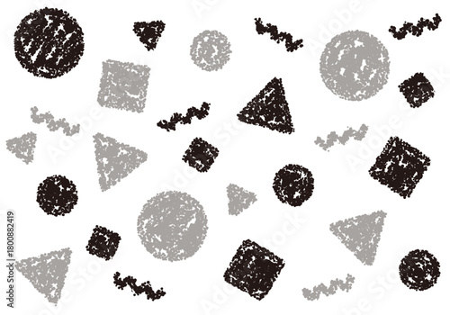 クレヨン素材　幾何学模様のポップな背景