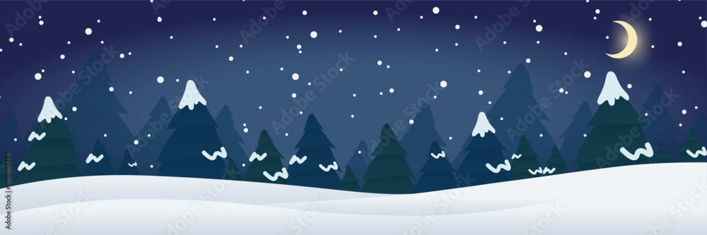 Naklejka premium Winter Night Forest Glow