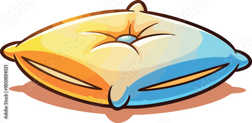 Cartoon Pillow With Orange Blue Gradient And Light Yellow Highlights