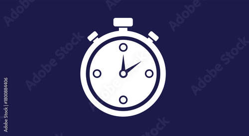 A minimalist white stopwatch icon displayed prominently on a deep blue background, symbolizing time, speed, measurement, and deadlines.