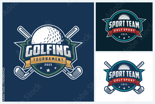 Golf logo sport design template, Golf logo tournament and academy emblems, golf logo design vector illustration with Ball
