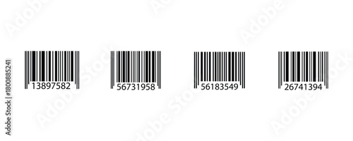 Barcode icon set vector on white background for product identification purposes.