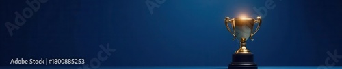 Shining gold star trophy, deep blue background, excellent, achievement