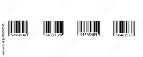 Barcode icon set vector on white background for product identification purposes.