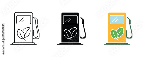 Gas pump icon set vector on white background.  biofuel, energy, alternative, symbol.