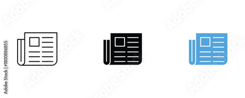 Newspaper icon set vector on white background. paper, press, media, symbol.