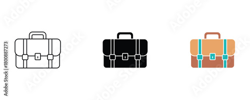 Briefcase icon set vector on white background, business, bag, symbol.