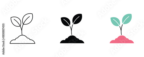 Sprout icon set vector on white background, plant seedling symbol.