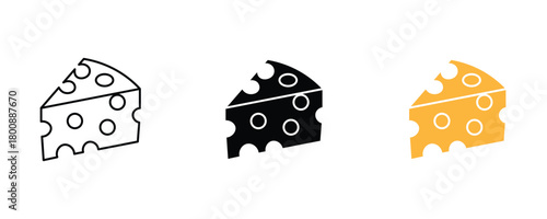 Cheese slice icon set vector on white background.