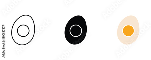 Boiled egg icon set vector on white background.