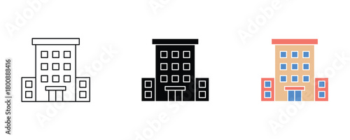 Hotel icon set vector on white background building for accommodation symbol.