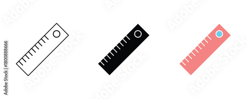 Ruler icon set vector on white background measuring tool for length symbol.