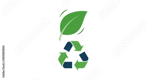 Green recycling symbol with a leaf icon representing environmental sustainability and ecological care