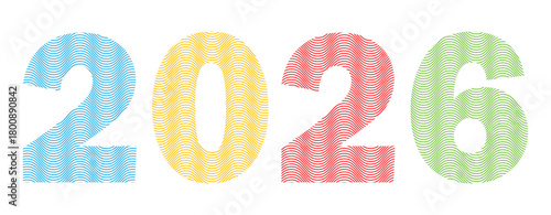 2026 text icon vector.  modern minimal numeric design for graphics, branding, posters, and digital artwork. Vector illustration on transparent background.