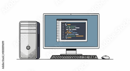 computer monitor and computer mouse