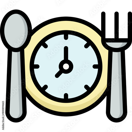 time to eat icon illustration design with filled outline