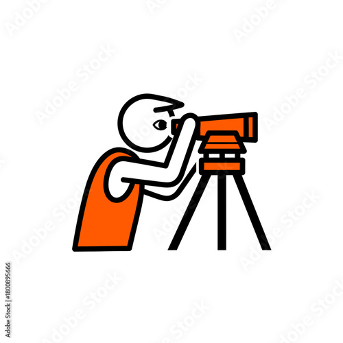 Surveyor using a theodolite for precise measurements and land surveying.