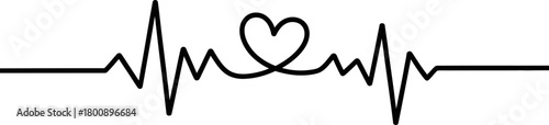 Heartbeat line with integrated heart shape vector illustration. ecg pulse symbol combining medical health and love concepts for design elements.
