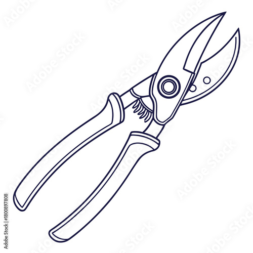 Illustration of garden shears isolated on, showcasing its sharp blades and ergonomic design for precise pruning and gardening tasks