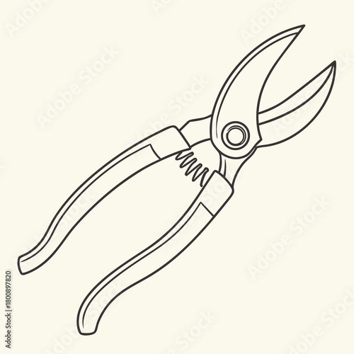 Illustration of garden pruner isolated on, a tool used for pruning plants, shrubs, and trees in gardening and landscaping practices