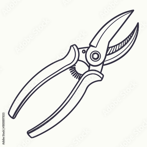 Illustration of garden pruner isolated on, a tool used for pruning plants, shrubs, and trees in gardening and landscaping practices