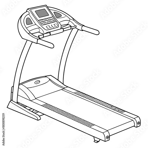 Treadmill drawing isolated on detailed line art illustration of a modern treadmill, perfect for fitness, exercise, and gymrelated designs and illustrations