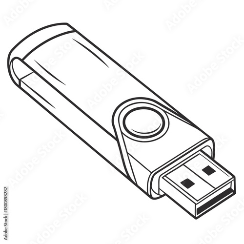 Illustration of a sleek and modern usb flash drive, a portable storage device for transferring and backing up digital files, isolated on