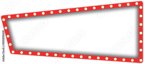 Retro marquee sign frame with illuminated bulbs on a white background