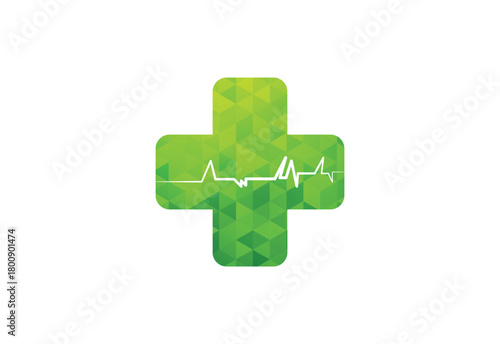 Low Poly and Healthcare Medical logo design, Vector design Concept