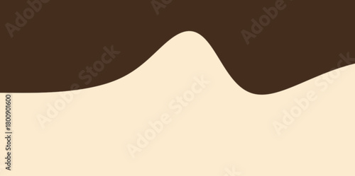 Single Gentle Hill Wave Vector Illustration Background. Minimalist vector illustration background with a single, gentle, undulating hill-like wave separating the dark brown and light beige fields.
