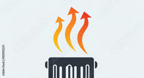 Heating radiator with hot air waves vector illustration for home warmth and comfort appliance design icon