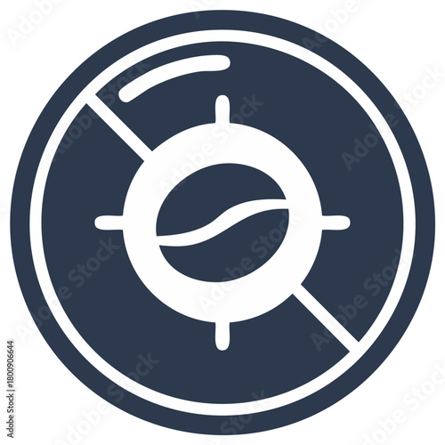 Vector icon of a coffee bean in the center of a target crosshairs a circular logo for a coffee shop