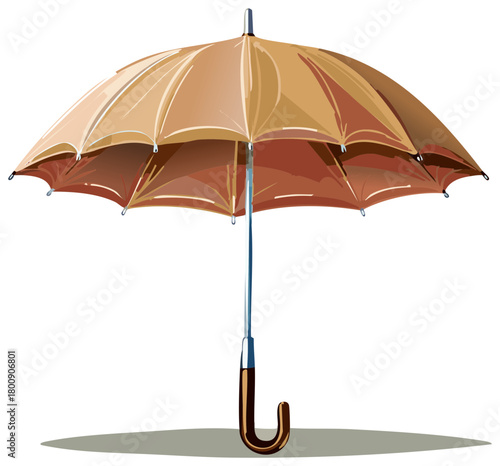 Stylish Brown Umbrella with Curved Handle Illustration