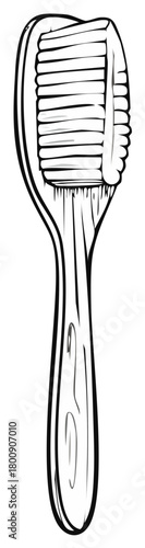 Illustration of a wooden brush, outline style