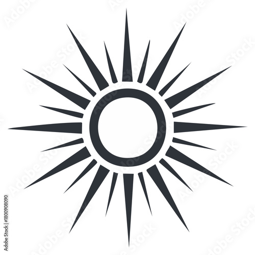 Stylized sunburst icon with radiating lines emanating from a central circle, evoking radiance, energy, and minimalist design.