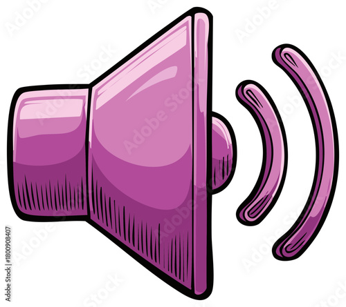Purple Speaker Symbol with Sound Waves Illustration