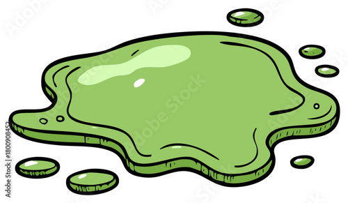 Green Goo Splatter Blob with Droplets Illustration