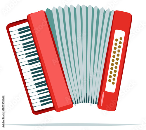 Illustration of a Red Accordion Musical Instrument