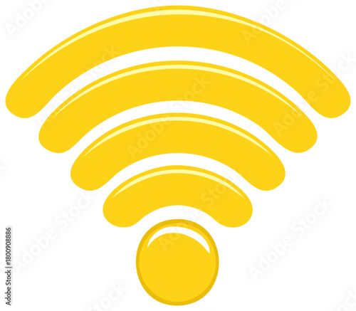 Yellow wifi symbol wireless network connection graphic