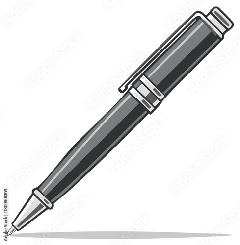 Elegant Ink Pen Vector Illustration Detailed Stationery Object for Writing and Note Taking
