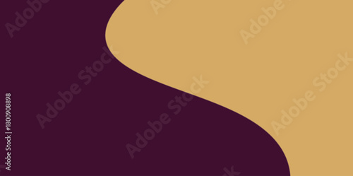 Minimalist S-Curve Vector Illustration Background. Clean, vertical S-shape division in deep purple and soft gold.