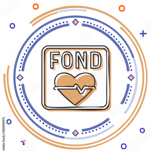 Heartbeat EKG Electrocardiogram Fond Heart Icon With Circular Graphic Elements