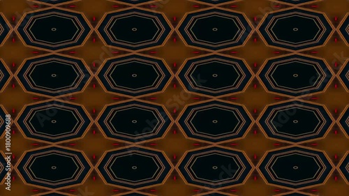 Symmetrical red floral pattern with geometric star background for abstract creative designs