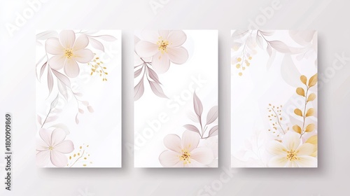 77.A refined floral template with a clean white background and subtle touches of soft pink and yellow flowers. The flowers create a light, airy atmosphere, perfect for flyers, brochures, and banners